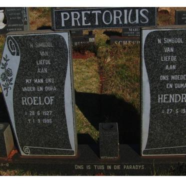 PRETORIUS Roelof 1927-1998 &amp; Hendrina 1942-