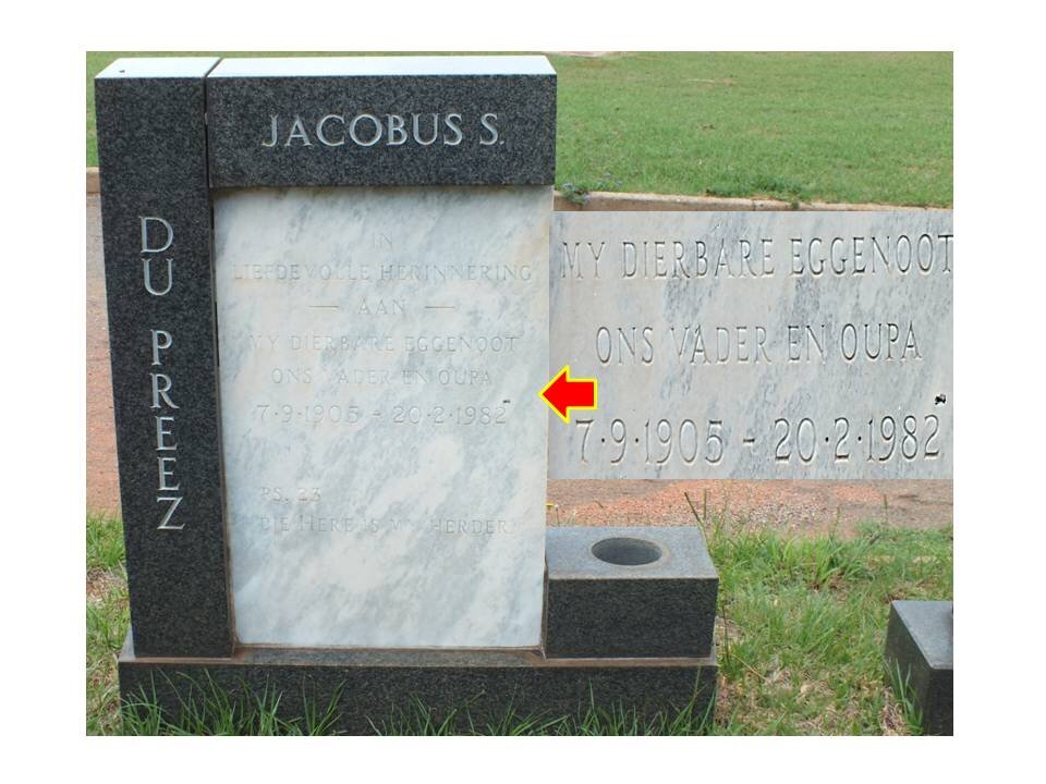 PREEZ Jacobus S., du 1905-1982