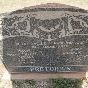 PRETORIUS Gerhardus Petrus 1881-1987 &amp; Maria Magdalena Adriana 1878-1969