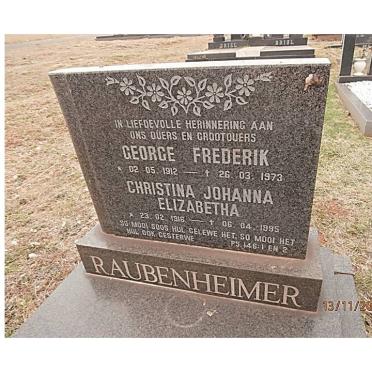 RAUBENHEIMER George Frederik 1912-1973 &amp; Christina Johanna Elizabetha 1916-1995