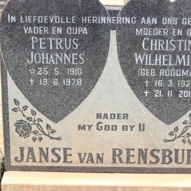 RENSBURG Petrus Johannes, Janse van 1910-1978 &amp; Christina Wilhelmina ROODMAN 1920-2010