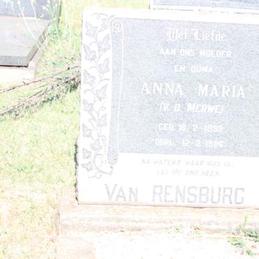 RENSBURG Anna Maria, van nee V.D. MERWE 1899-1986