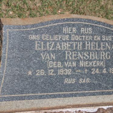 RENSBURG Elizabeth Helena, van nee VAN NIEKERK 1932-1964
