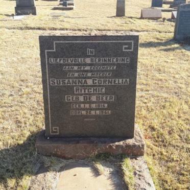 RITCHIE Susanna Cornelia nee DE BEER 1915-1951