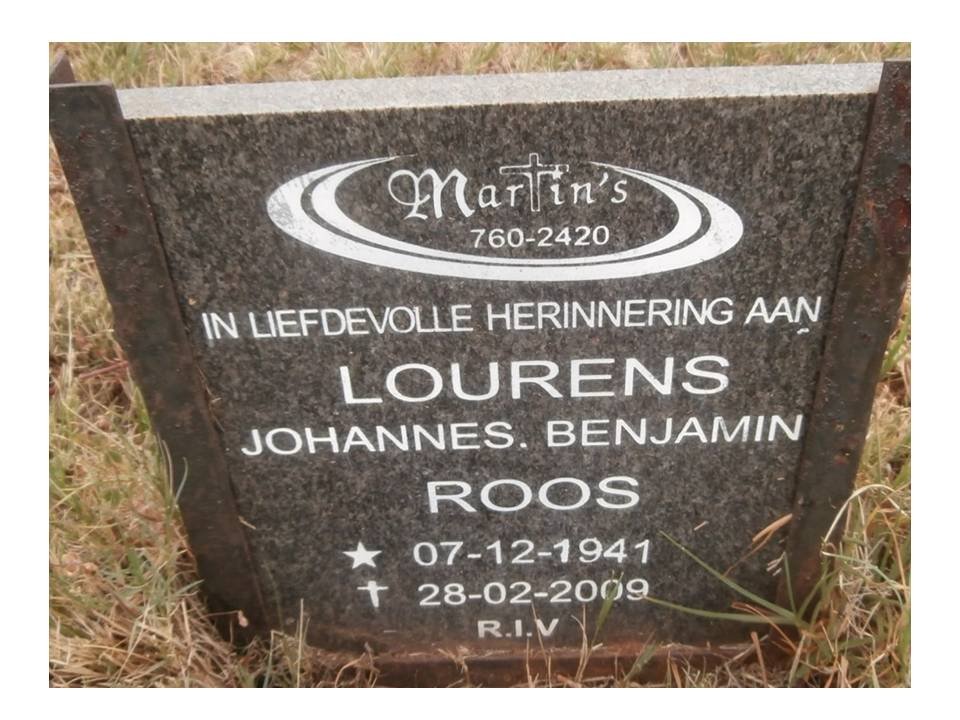 ROOS Lourens Johannes Benjamin 1941-2009