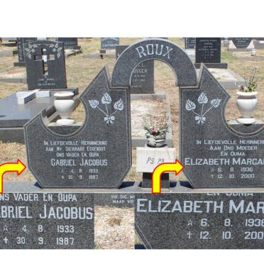 ROUX Gabriel Jacobus 1933-1987 &amp; Elizabeth Margarith 1936-2000