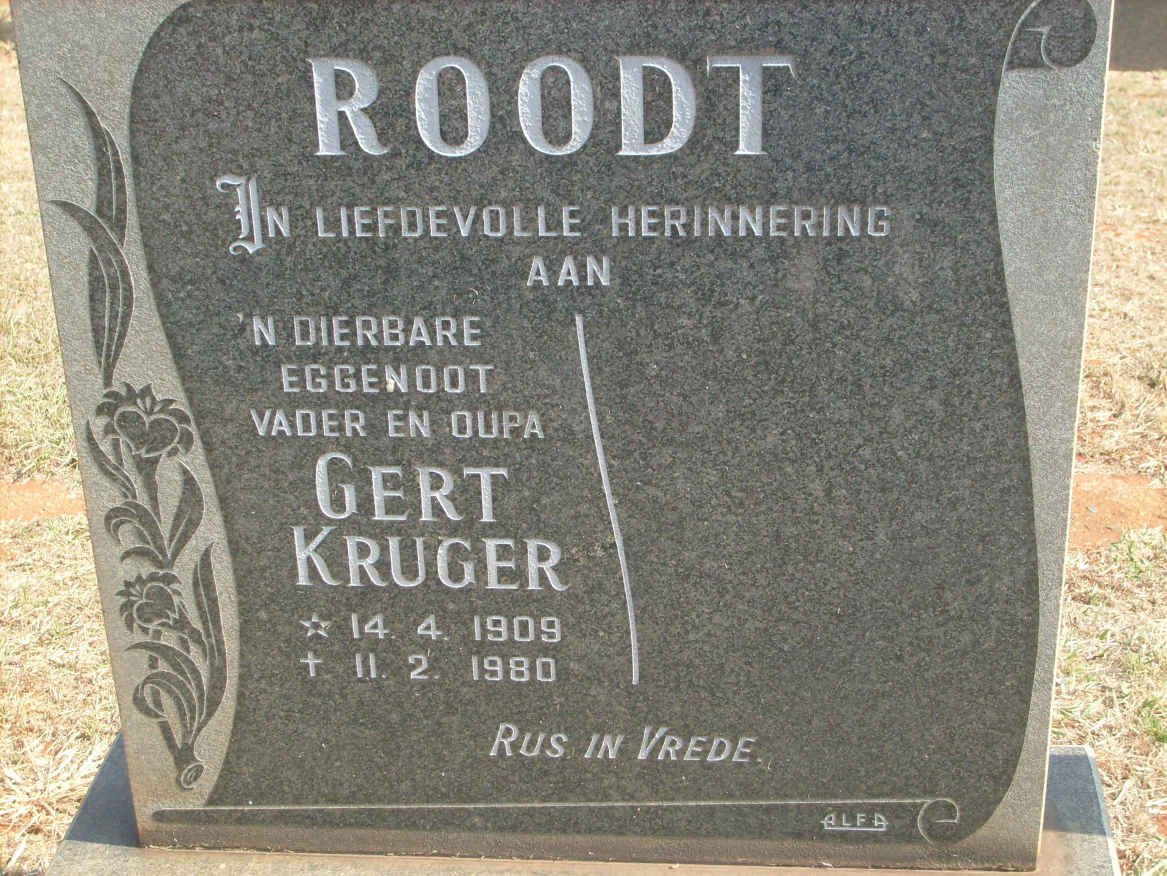 ROODT Gert Kruger 1909-1980