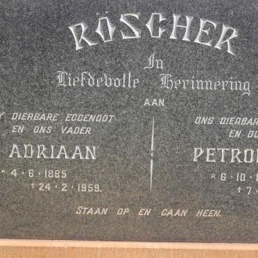 RÖSCHER Adriaan 1885-1959 &amp; Petronella 1886-1981