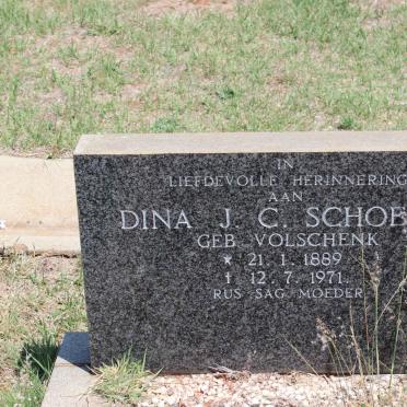 SCHOERIE Dina J.C. nee VOLSCHENK 1889-1971