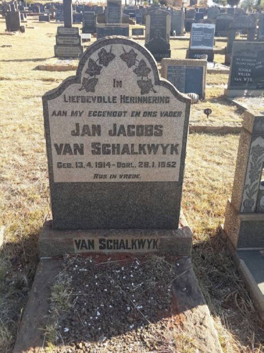 SCHALKWYK Jan Jacobs, van 1914-1952