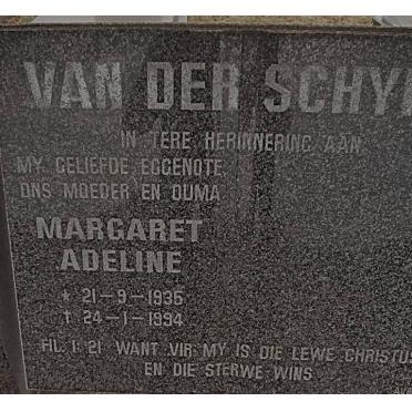 SCHYFF Margaret Adeline, van der 1935-1994