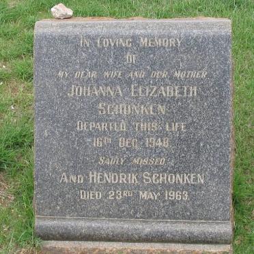 SCHONKEN Hendrik -1963 &amp; Johanna Elizabeth -1948