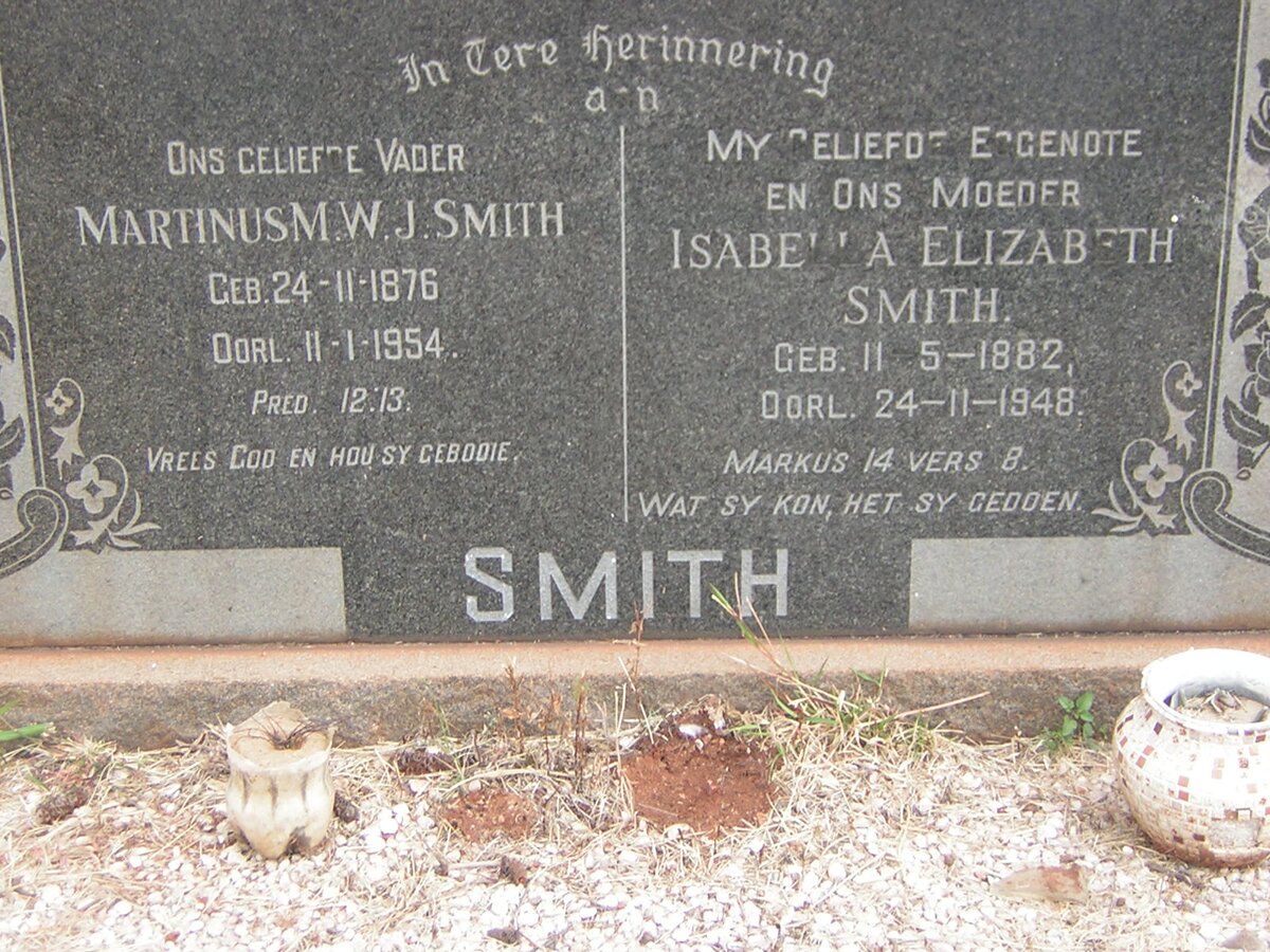 SMITH Martinus M.W.J. 1876-1954 &amp; Isabella Elizabeth 1882-1948