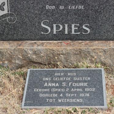 SPIES Barend C. 1871-1956 &amp; Alice H. 1884-1956 :: FOURIE Anna S. nee SPIES 1902-1974