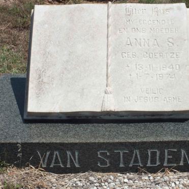STADEN Anna S., van nee COERTZE 1940-1974