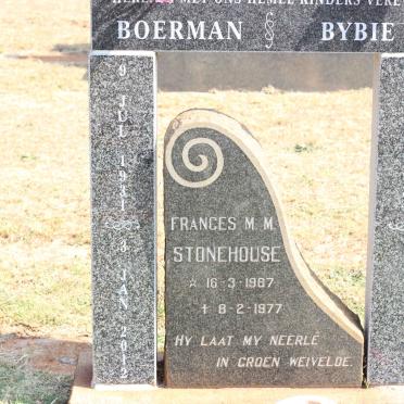 STONEHOUSE Boerman 1931-2012 &amp; Bybie 1934- :: STONEHOUSE Frances M.M. 1967-1977