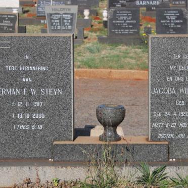 STEYN Herman F.W. 1917-2000 &amp; Jacoba Wilhelmina KLEYNHANS 1920-1962