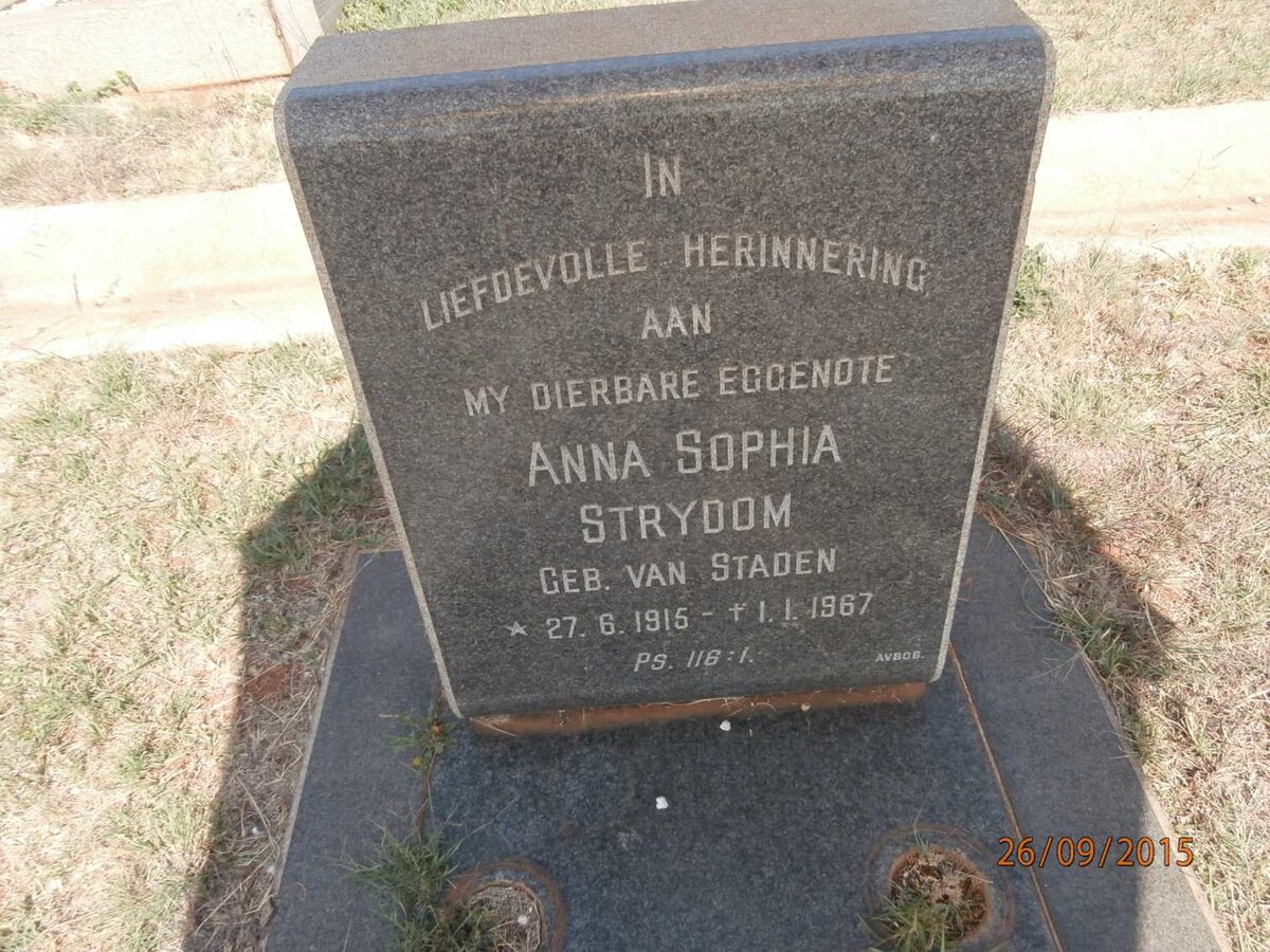 STRYDOM Anna Sophia nee van STADEN 1915-1967