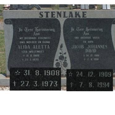 STENLAKE Jacob Johannes 1909-1994 &amp; Alida Aletta WILLEMSE 1908-1973