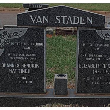 STADEN Johannes Hendrik Hattingh, van 1914-1988 &amp; Elizabeth Bernadina 1917-2012