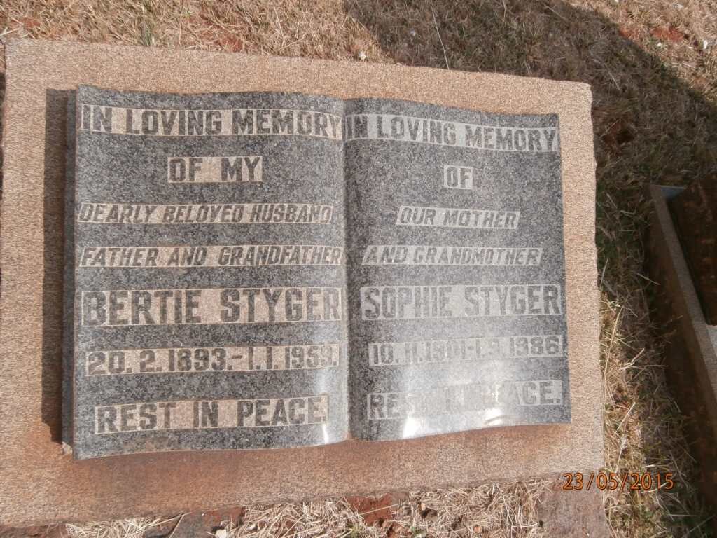 STYGER Bertie 1893-1959 &amp; Sophie 1901-1986