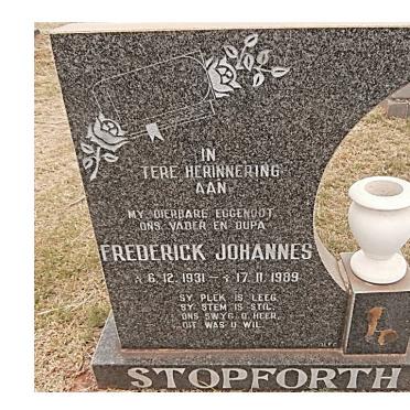 STOPFORTH Frederick Johannes 1931-1989