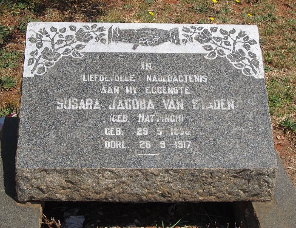 STADEN Susara Jacoba, van nee HATTINGH 1880-1917