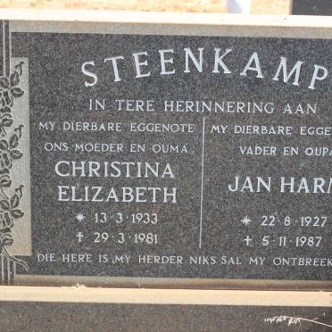 STEENKAMP Jan Harm 1927-1987 &amp; Christina Elizabeth 1933-1981