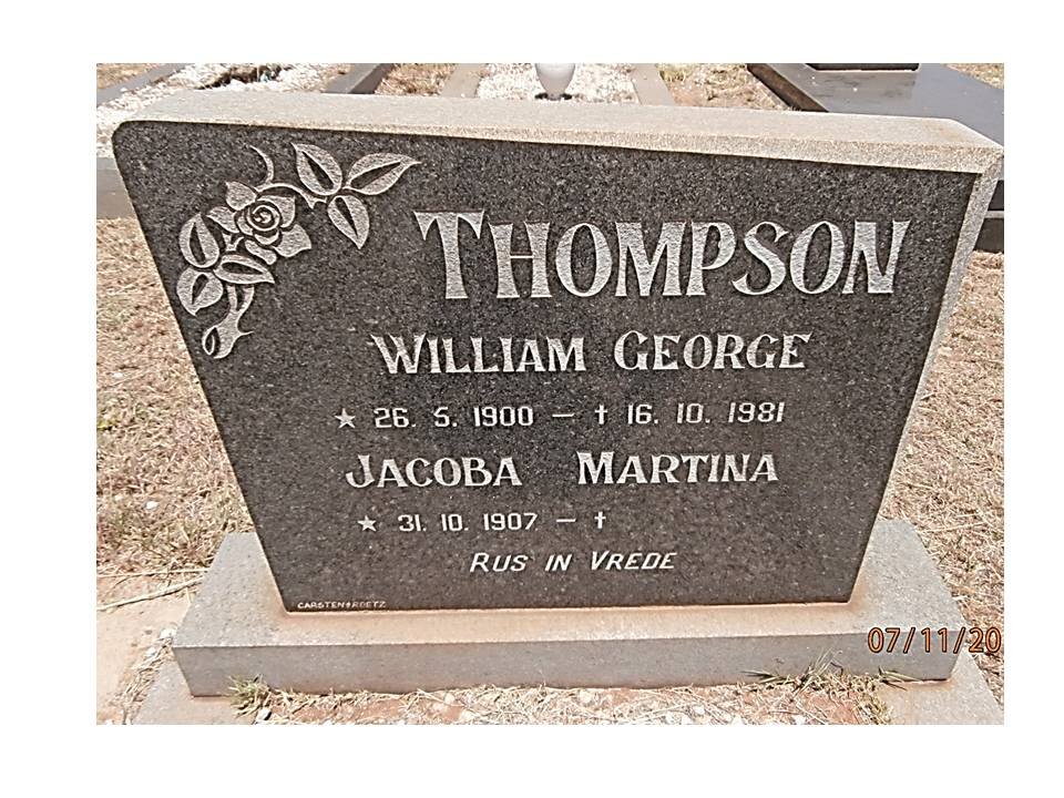 THOMPSON William George 1900-1981 &amp; Jacoba Martina 1907-