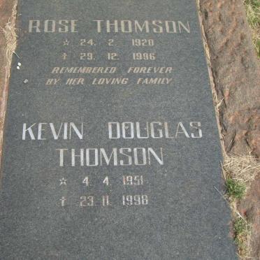 THOMSON Rose 1920-1996 :: THOMSON Kevin Douglas 1951-1998