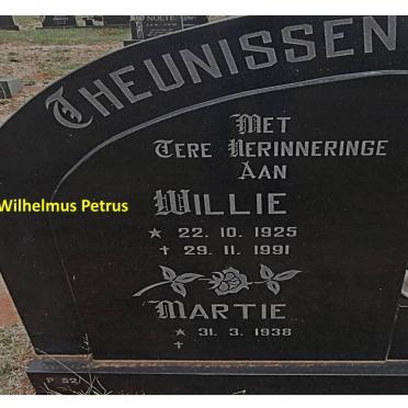 THEUNISSEN Wilhelmus Petrus 1925-1991 &amp; Martie 1938-