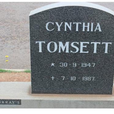 TOMSETT Cynthia 1947-1987