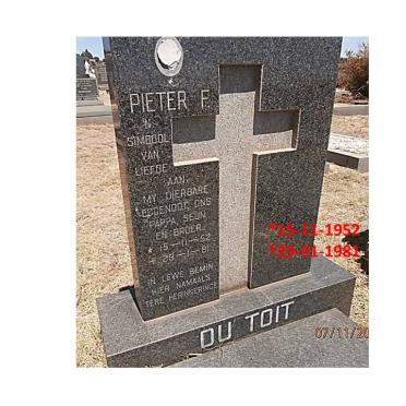 TOIT Pieter F., du 1952-1981