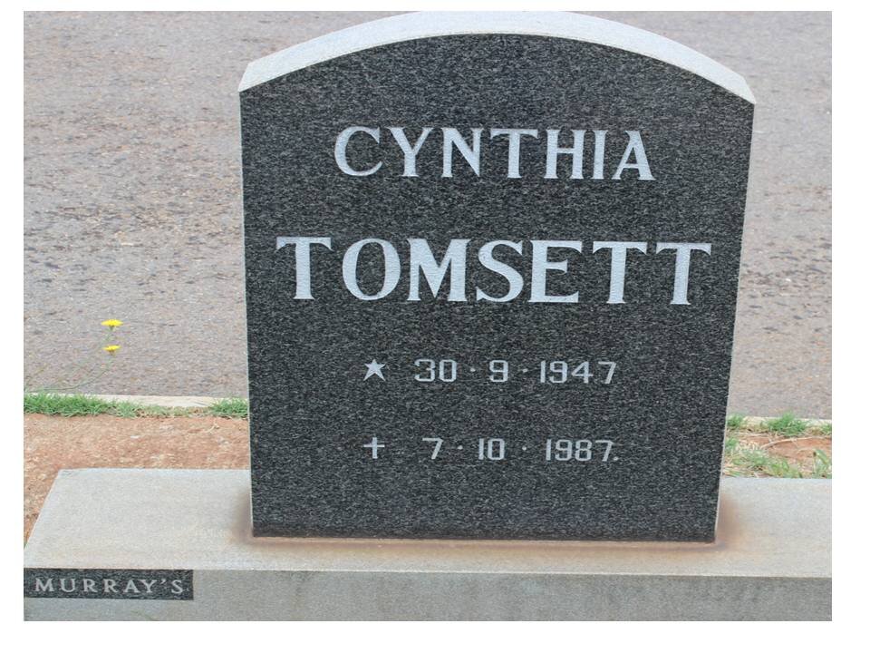 TOMSETT Cynthia 1947-1987