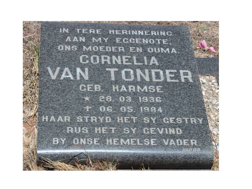 TONDER Cornelia, van nee HARMSE 1936-1984