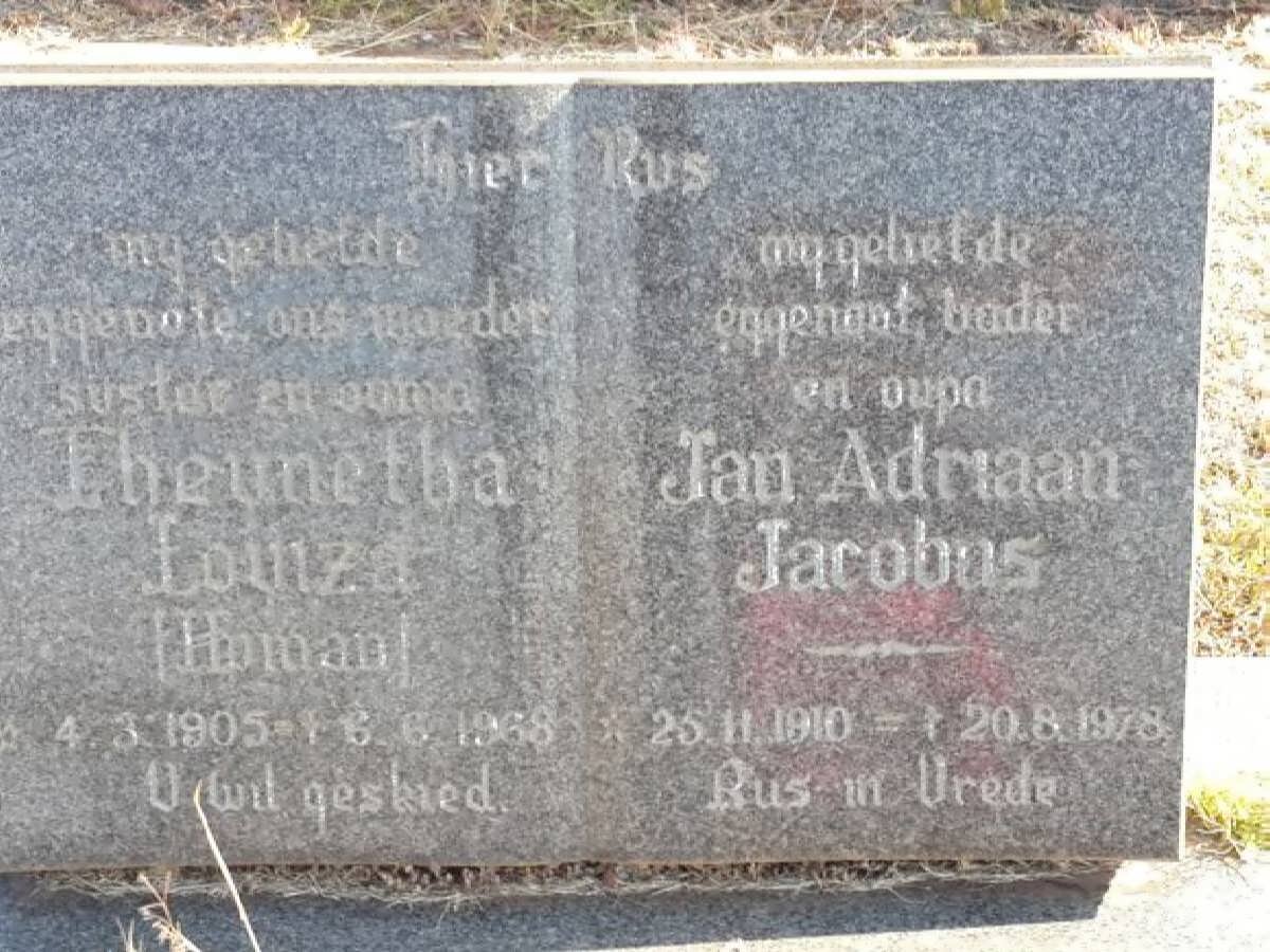 ? Jan Adriaan Jacobus 1910-1978 &amp; Theunetha Louiza HUMAN 1905-1968