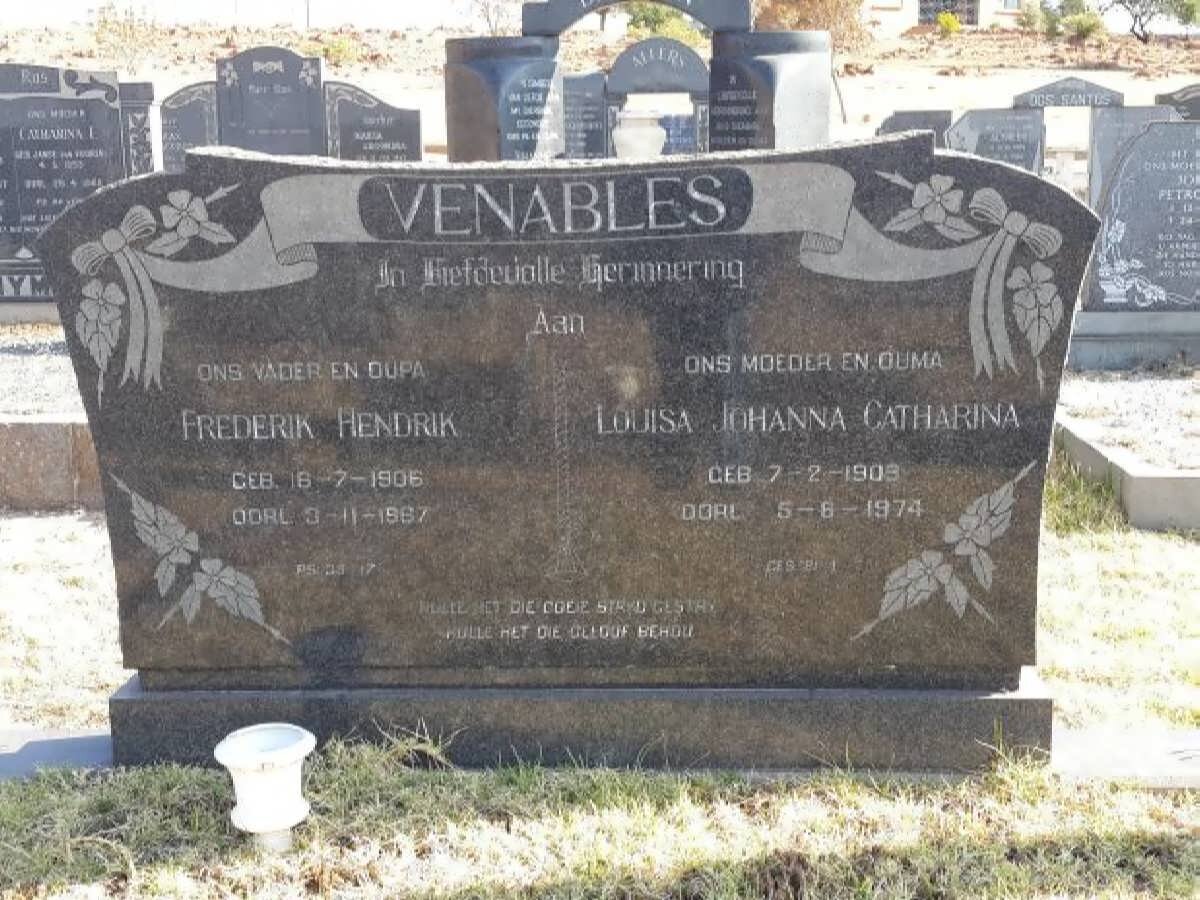 VENABLES Frederik Hendrik 1906-1967 &amp; Louisa Johanna Catharina 1908-1974