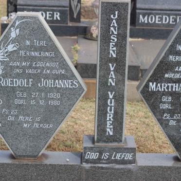 VUUREN Roedolf Johannes, Jansen van 1920-1980 &amp; Martha Louisa 1925-2007