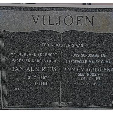 VILJOEN Jan Albertus 1907-1988 &amp; Anna Magdalena ROOS 1911-1996