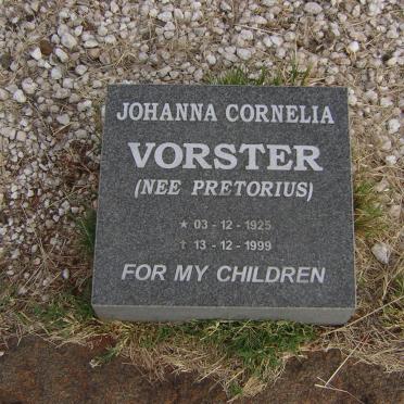 VORSTER Johanna Cornelia nee PRETORIUS 1925-1999