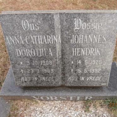 VORSTER Anna Catharina Dorothea 1908-1989 :: VORSTER Johannes Hendrik 1925-1992