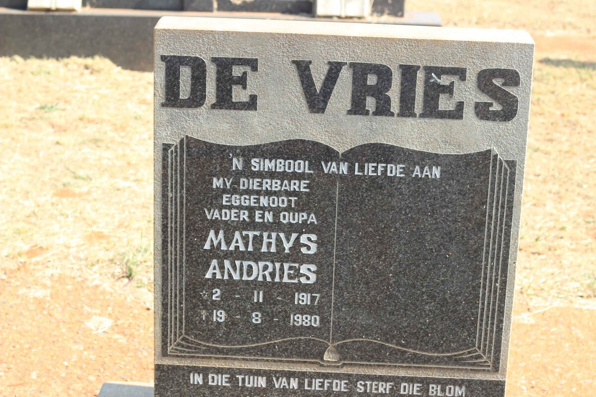 VRIES Mathys Andries, de 1917-1980
