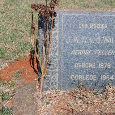 WALT J.W.A., v.d. nee PELSER 1878-1964