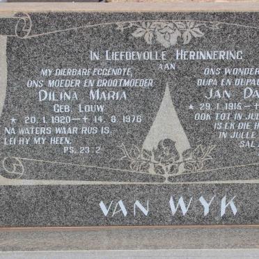 WYK Jan Daniel, van 1915-2010 &amp; Dilina Maria LOUW 1920-1976