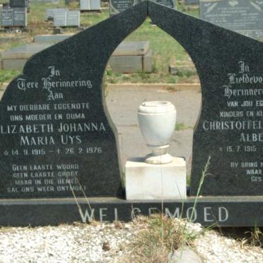 WELGEMOED Christoffel Martinus Albertus 1915-1991 &amp; Elizabeth Johanna Maria UYS 1915-1976