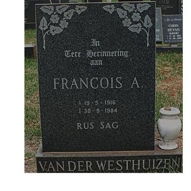 WESTHUIZEN Francois A., van der 1916-1984