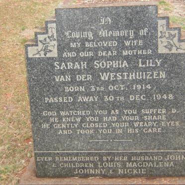 WESTHUIZEN Sarah Sophia Lily, van der 1914-1948
