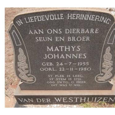 WESTHUIZEN Mathys Johannes, van der 1955-1980
