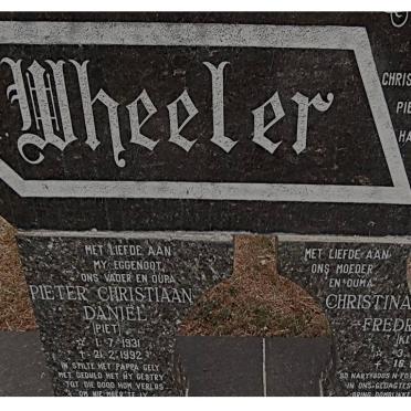 WHEELER Pieter Christiaan Daniel 1931-1992 &amp; Christina Fredrika 1936-2009