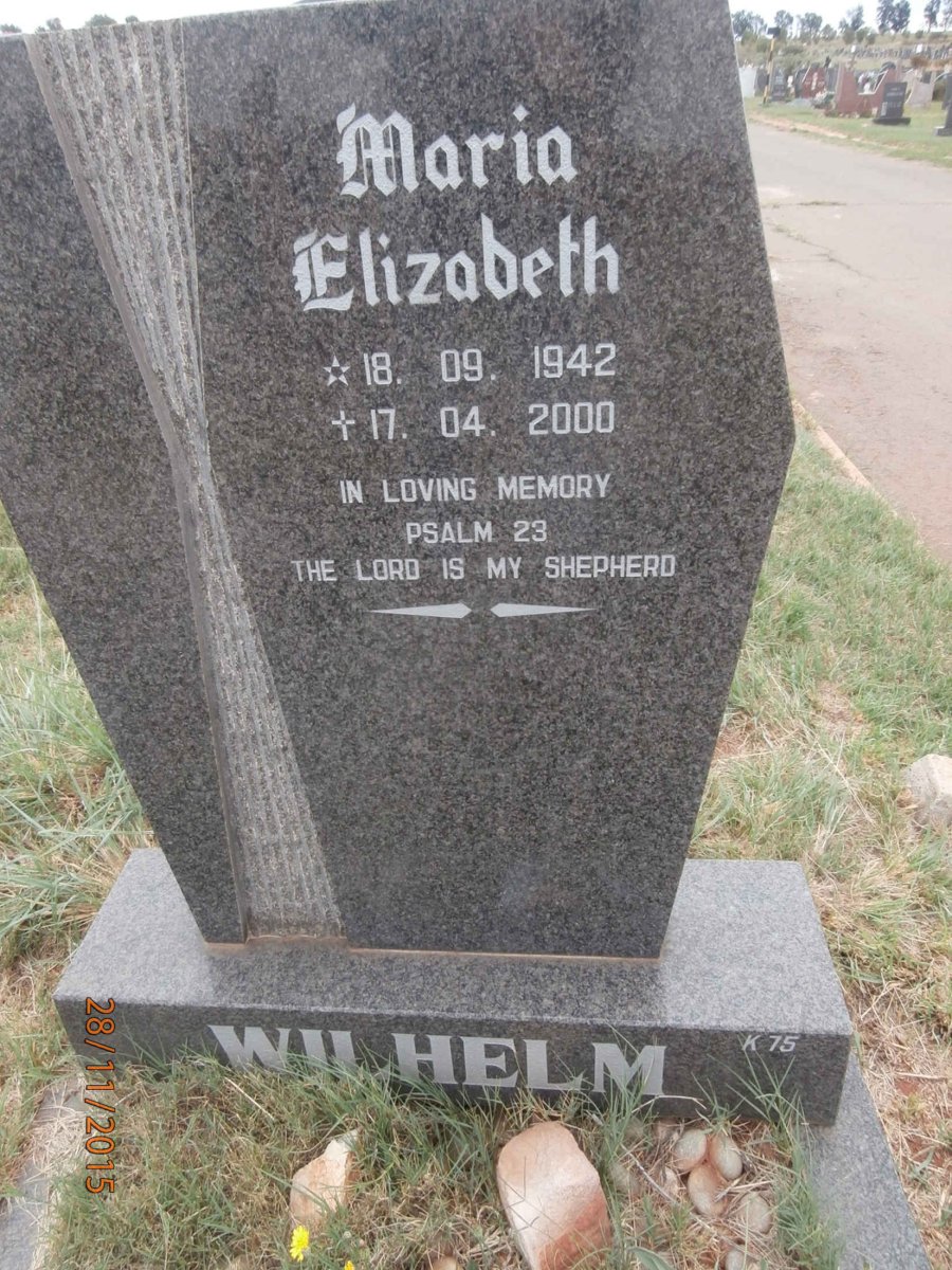 WILHELM Maria Elizabeth 1942-2000